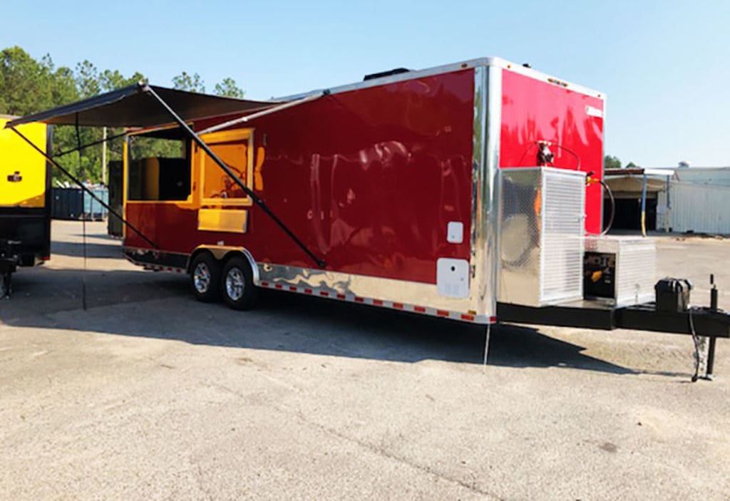 2025 Southern Dimensions 26′ Red Concession trailer-Smoker w-Bathroom (SDG-220)